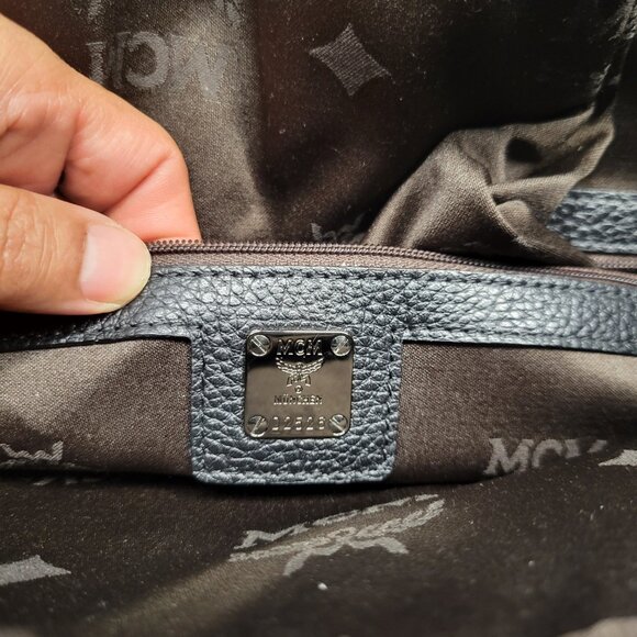 MCM Black Leather Briefcase w/COA (Strap Not Included) - Picture 11 of 13